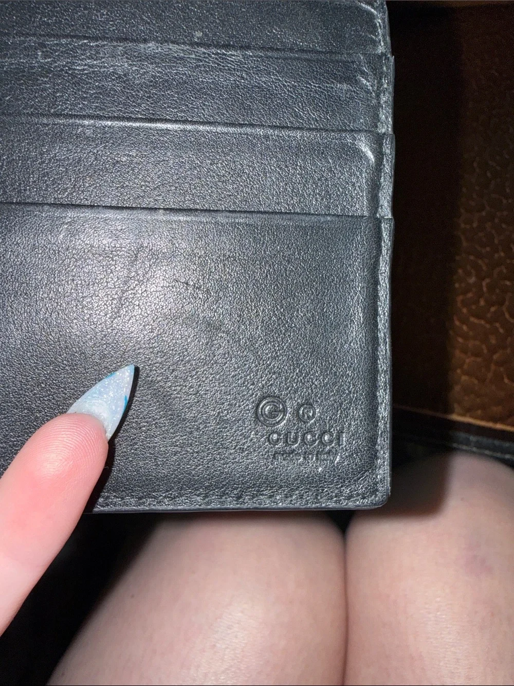 Gucci Black Embossed Leather Money Clip Wallet